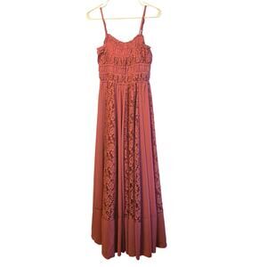 Gacaky lace paneled maxi dress cottagecore nwt